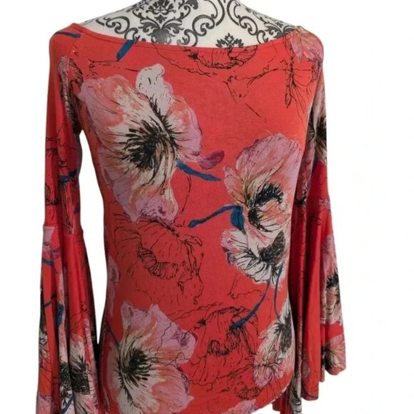 Free People We The Free Birds Of Paradise Printed Top Orange Women's size Medium - Picture 6 of 13